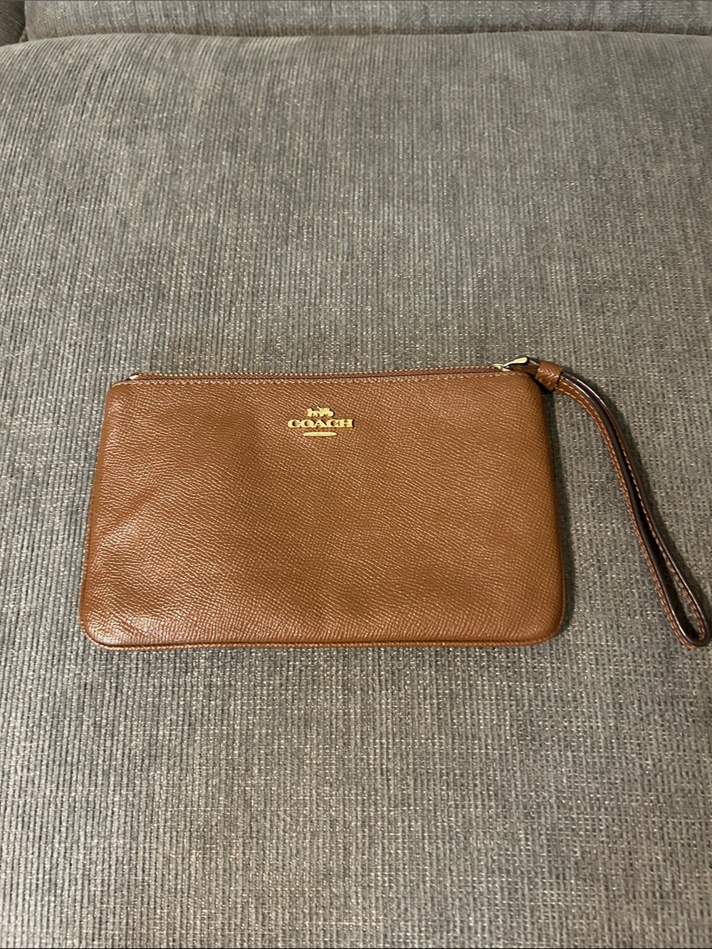 Coach Tan Brown Leather Wristlet Pouch